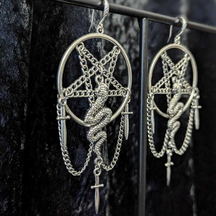 Wholesale Six-pointed star earrings witch  snake earrings sword accessories earrings Gothic retro accessories