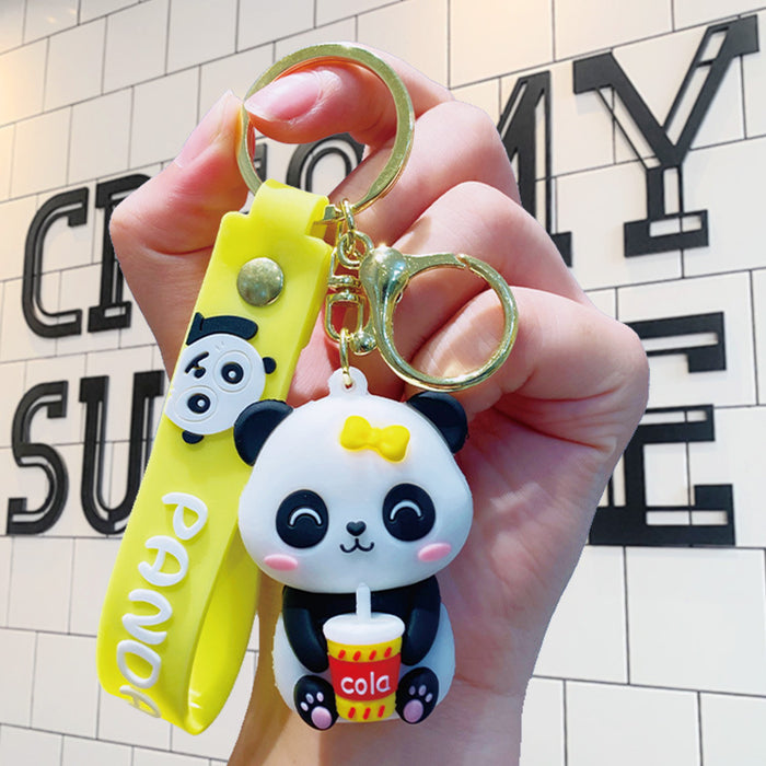 Wholesale Panda Cartoon Doll Silicone Keychain JDC-KC-LiuFan026