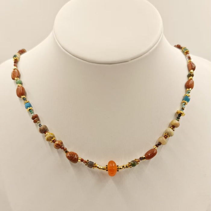 Wholesale Natural stone bead necklace original design necklace bracelet set fashionable and versatile