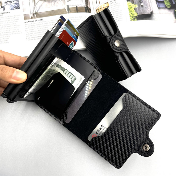 Wholesale Carbon Fiber Automatic Pop- Card Holder Modern Daily Wallet MOQ≥2