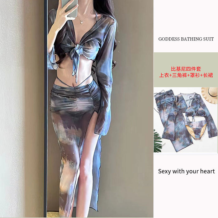 Wholesale Bikini 4-piece long skirt sexy slimming vacation soaking in hot springs