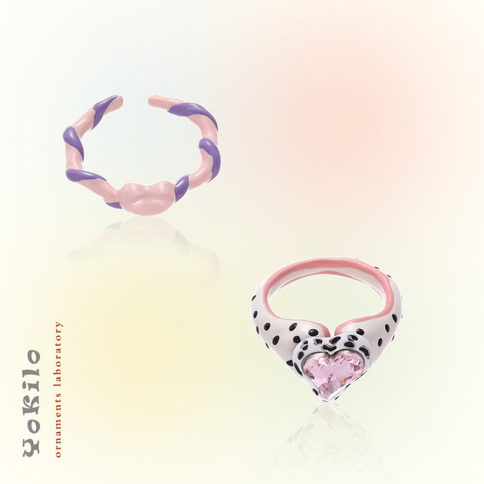 Wholesale Love shaped rhinestone ring