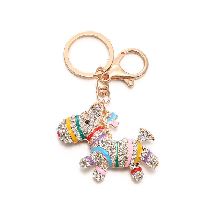 Wholesale Colorful Zebra Diamond Keychain Small Gift Personalized