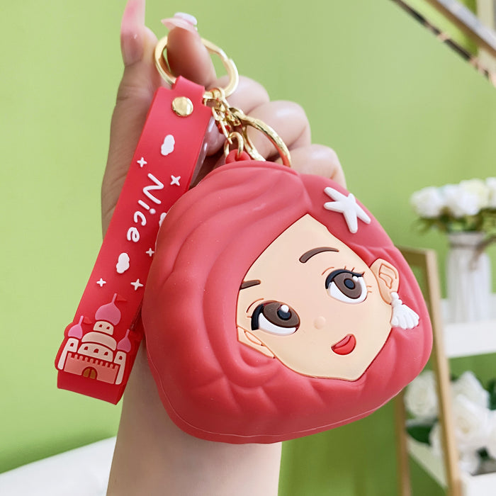 Wholesale soft rubber Princess coin purse keychain creative trend car bag small pendant couples small gift