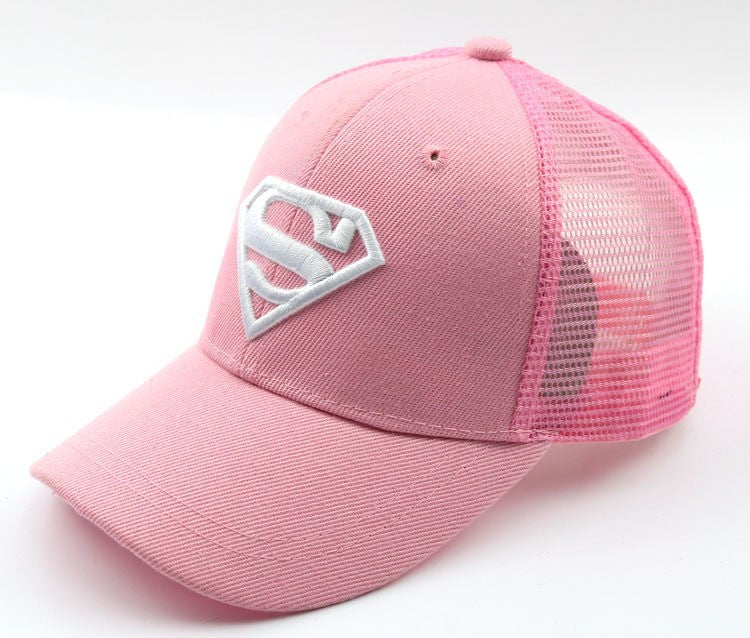 Wholesale Red Solid Color Kids Baseball Cap With Wide Brim Sunscreen Dome Top Trendy Gift