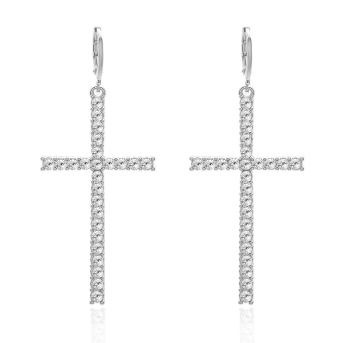 Wholesale Jewelry Retro Geometric Diamond Cross Earrings for Women Niche Accessible Earrings