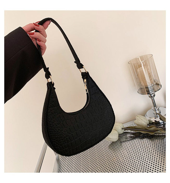 Wholesale Stone Pattern Underarm Felt Shoulder Bag JDC-SD-SYuan010