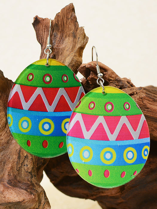 Wholesale Easter Egg Graffiti Painted Acrylic Earrings JDC-ES-ChenC011