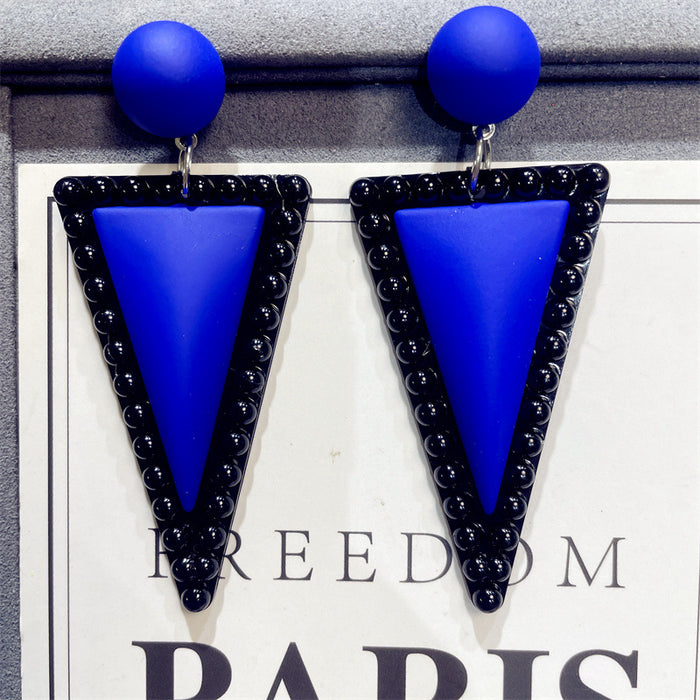 Wholesale  contrast color triangle temperament long color earrings Joker candy color geometric earrings