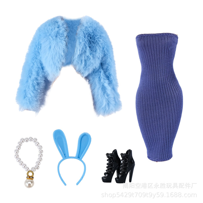 Wholesale  Doll fur plush coat skirt suit doll dress