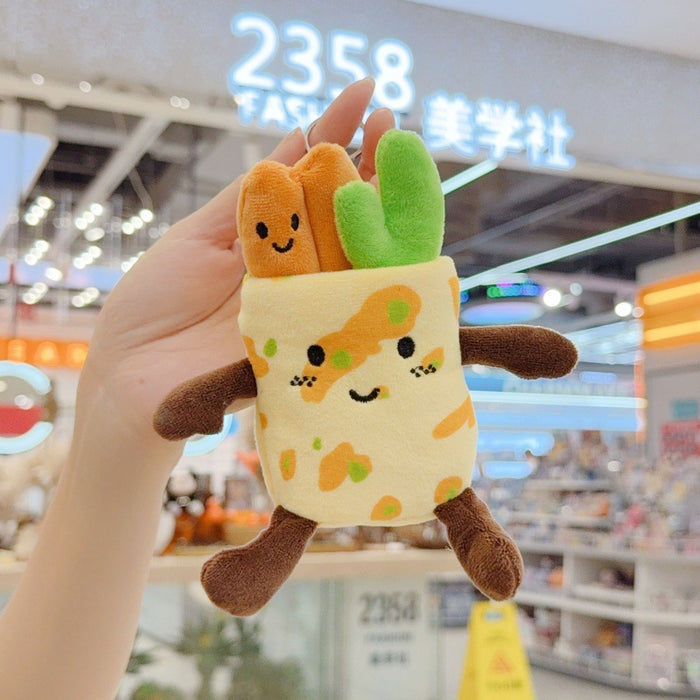Wholesale Food Pancake  French Fries Plush Pendant Keychain Cotton Doll