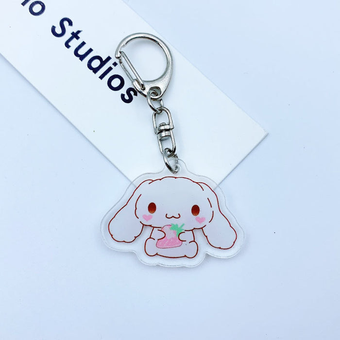 Wholesale Double-sided Keychain Cute Cartoon Book Bag Pendant Transparent Pendant Acrylic Key Ring for Men and Women