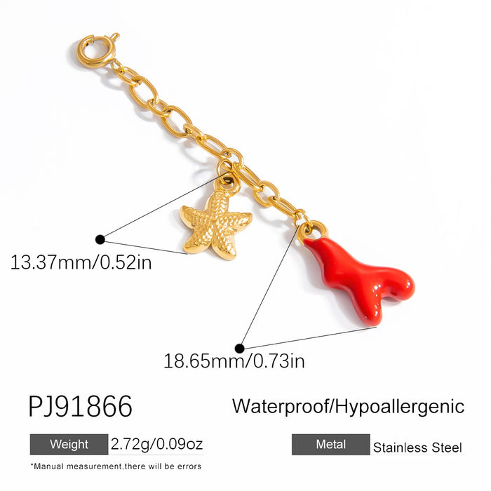 Wholesale Stainless steel bikini buckle ocean style shell rainbow oil drop pendant swimsuit pendant