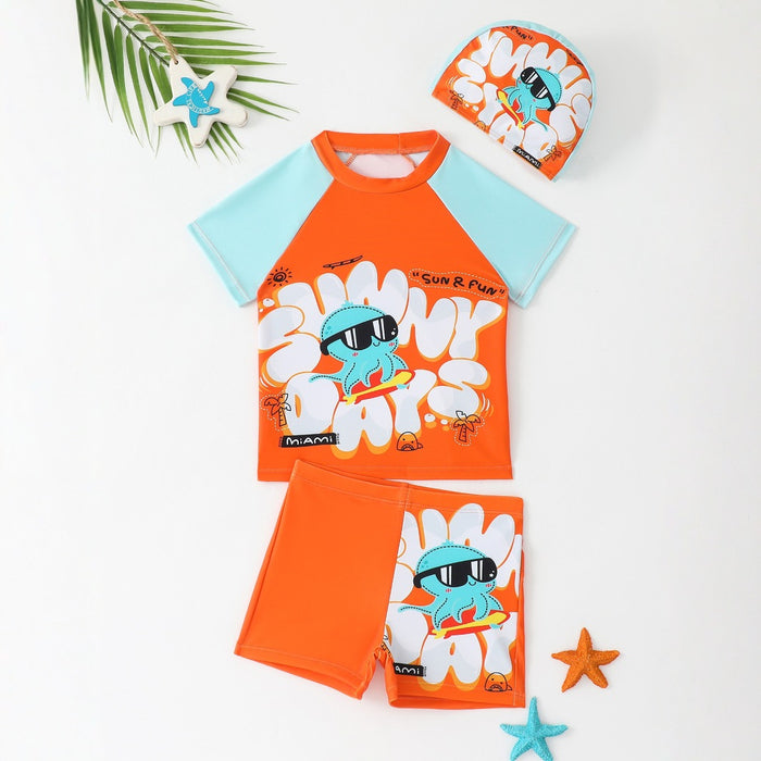 Wholesale New children's swimsuit one-piece swimsuit cartoon anti roll surfing suit swimsuit