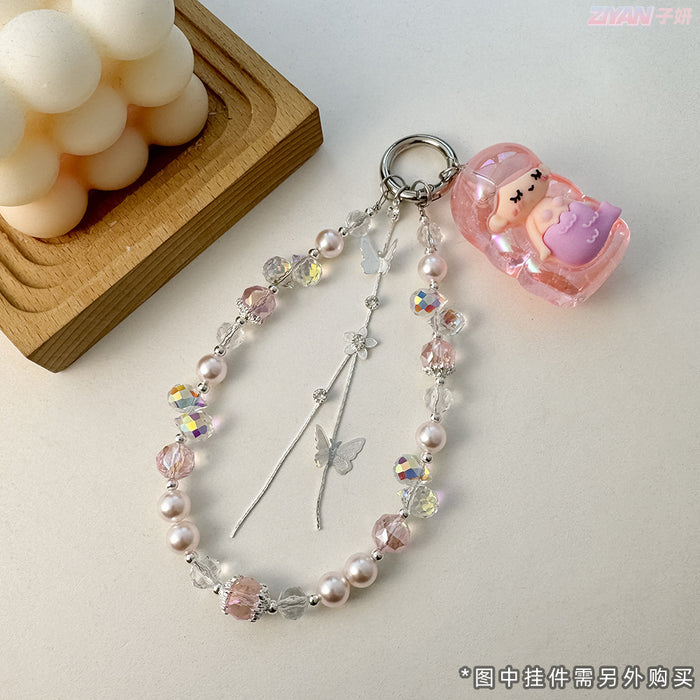 Wholesale Crystal Mobile Phone Chain Pearl Car Keychain Alloy Bag Hanging Ornaments