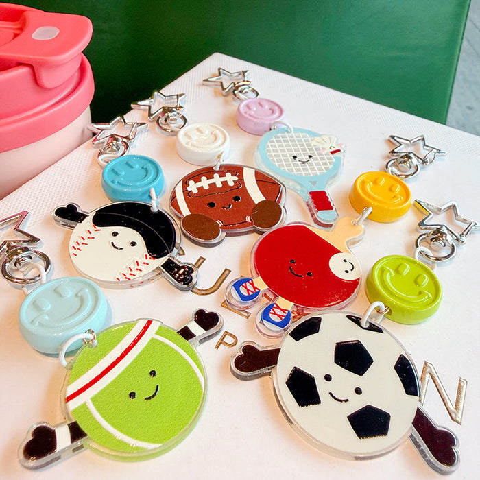 Wholesale Cartoon smiley face ball star keychain