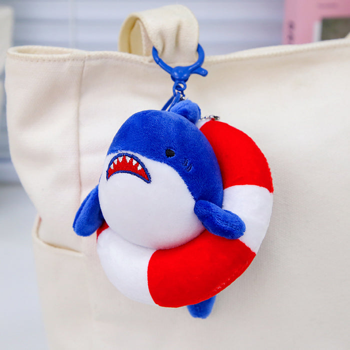 Wholesale Cute Little Shark Pull String Pendant Happy Penguin Keychain Plush Toy Bag Pendant Gift