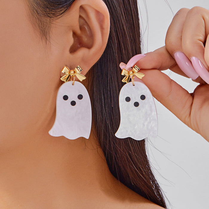 Wholesale  Ghost Face Pumpkin Candy Pendant Earrings Wooden Gothic Style Double-Sided Ear Jewelry