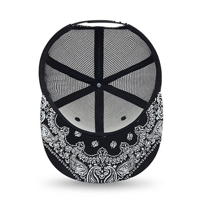 Wholesale Black cashew brim solid color breathable mesh baseball cap