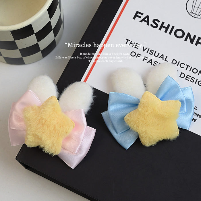 Wholesale Cute hair clip headband, sweet water colored bow, plush rabbit ear hairpin