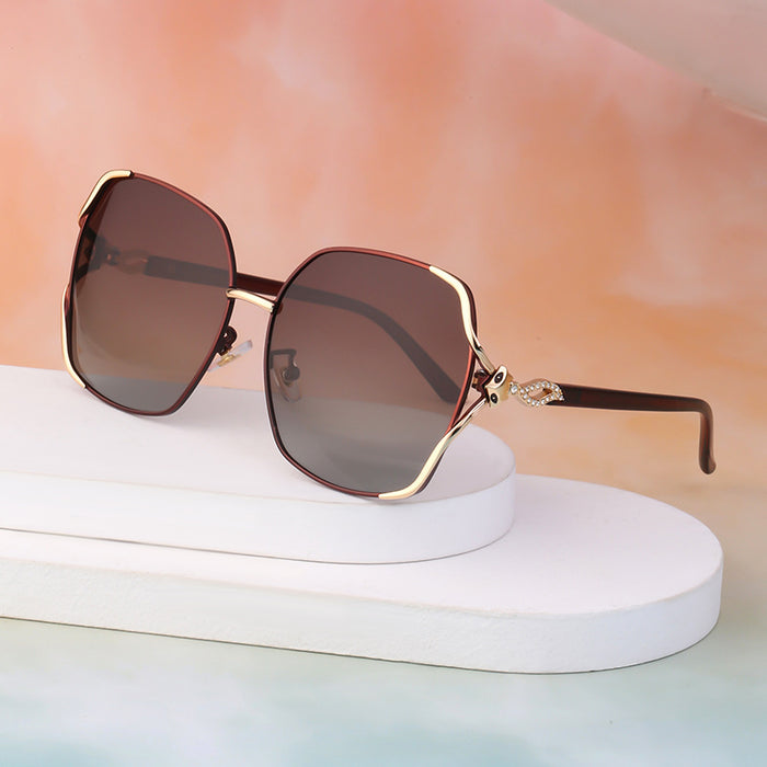 Wholesale large frame diamond Fox head polarized sunglasses women's large frame sunglasses women's  sunglasses