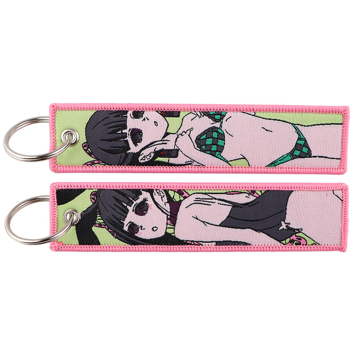 Wholesale Cartoon woven keychain lanyard  access control  ornaments fabric keychain