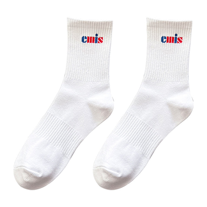 Wholesale Quality men's socks with high thread letters, simple and niche design, mid tube socks, sporty and trendy socks