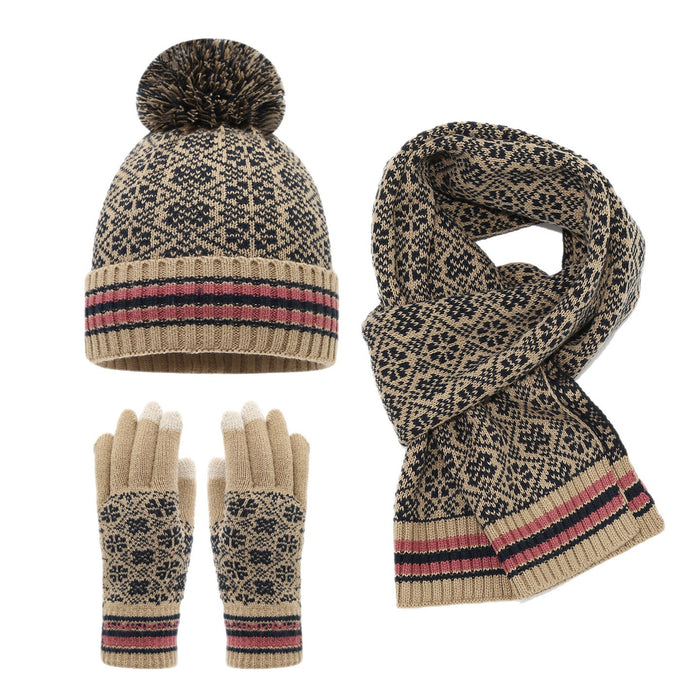 Wholesale Winter men's and women's jacquard knit hat set