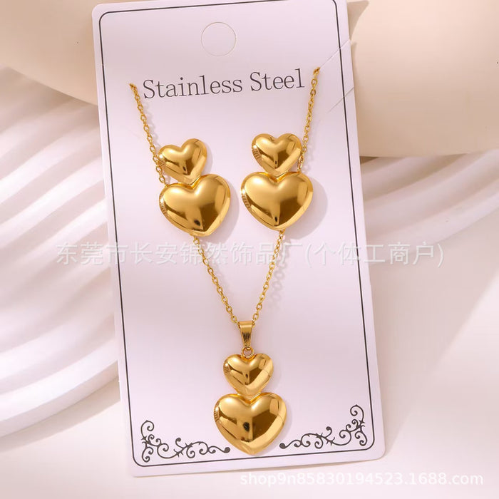 Wholesale Stainless steel gold-plated earring and necklace set