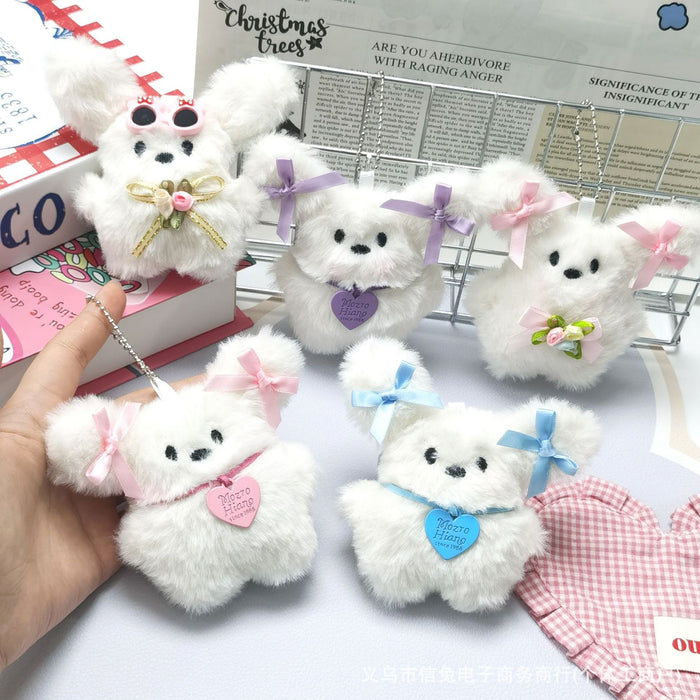 Wholesale Cute Flying Rabbit Plush Pendant Bow Rabbit Doll Keychain Pendant Flying Dog Glasses Rabbit Doll