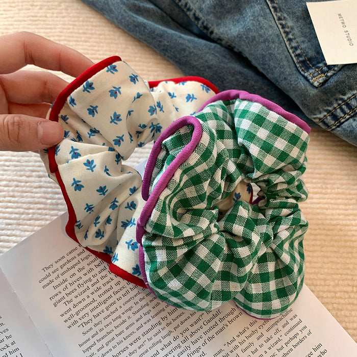 Wholesale Floral plaid headband with high-end feel, tied bun hair accessories, headband