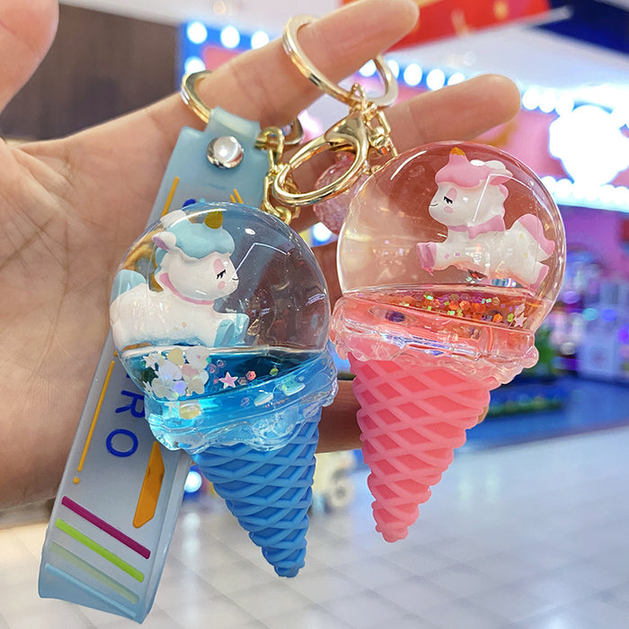 Wholesale Pendant Ice Cream Crystal Ball Quicksand Keychain