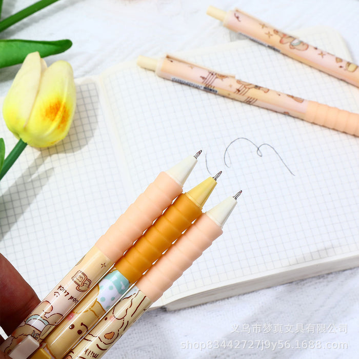 Wholesale 5pcs/ box Cartoon Black Pen Bear ST Quick-drying Brush Pen Strawberry Bear Press Gel Pen Super Cute Test Pen