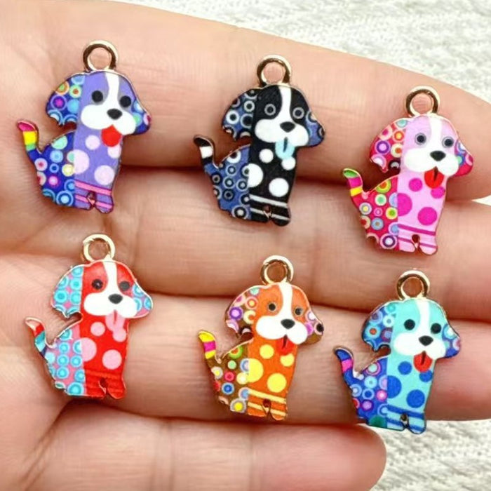 Wholesale 10pcs Cute Puppy Alloy Oil Drip Printed Jewelry Cartoon Accessories DIY Bracelet Earrings Keychain Bag Charms Pendant