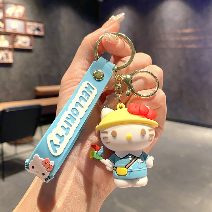 Wholesale Cartoon Cat Couple School Bag Pendant Keychain