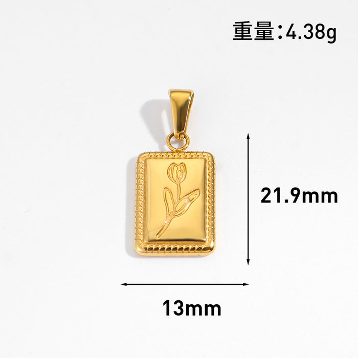 Wholesale 6pcs/set DIY Pendant Stainless Steel Plated 24K Gold Flower Heart  Geometric Jewelry Accessories