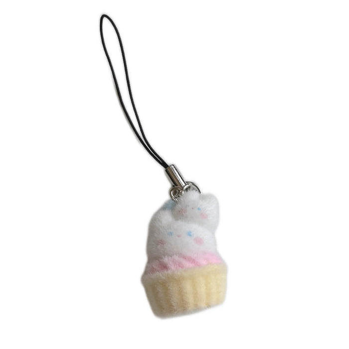 Wholesale Animal Cake Bunny Pendant Cartoon Flocking Mobile Phone Chain Bag Pendant