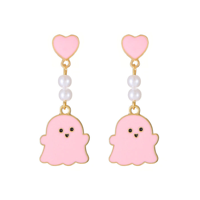 Wholesale Cartoon color oil dripping ghost necklace black and white ghost pendant personality simple cool niche  jewelry