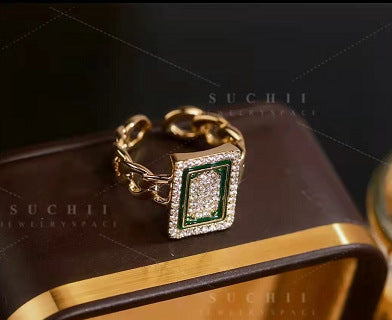 Wholesale New Year' s open ring full of diamonds super shiny ring for women adjustable