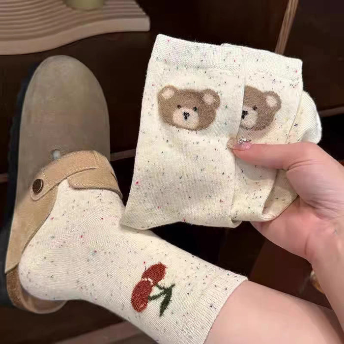 Wholesale Socks for children, pure cotton mid tube socks, dotted yarn, women's long socks, breathable, sweat absorbing, odor proof, women's socks