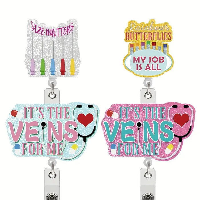 Wholesale Acrylic Glitter Nurse Badge with English Letters Easy-pull Buckle JDC-KC-KaMei005