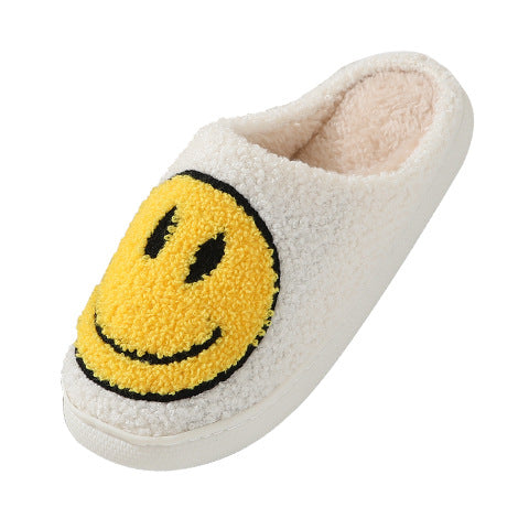 Wholesale Cute smiley face cotton slippers autumn and winter women' s indoor home non-slip plush slippers autumn and winter home