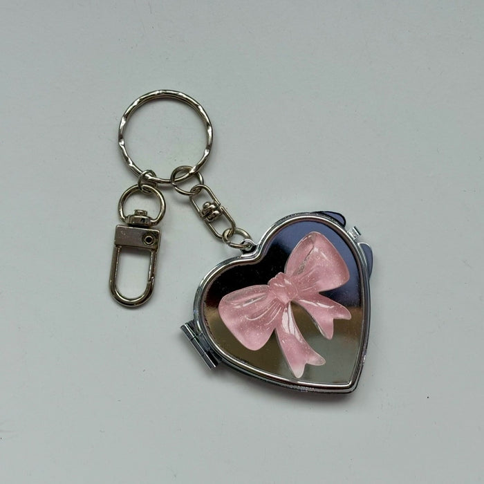 Wholesale  Niche silver Bow Love Mirror Keychain