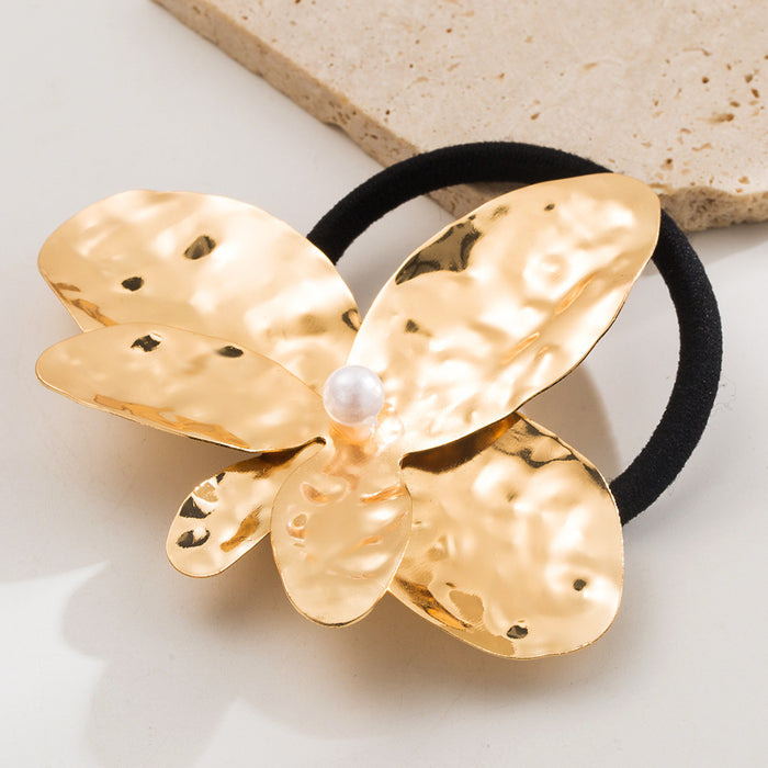 Wholesale flower metal high elastic hair ring sweet flower head rope hair accessories