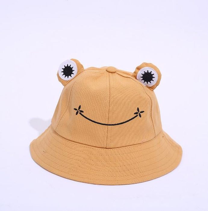 Wholesale  Cartoon Cute Children Adult Frog Fisherman Hat Casual Parent-child Basin Hat Sun Protection Big Eye Hat