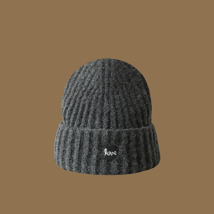 Wholesale Heart-embroidered knitted wool hat