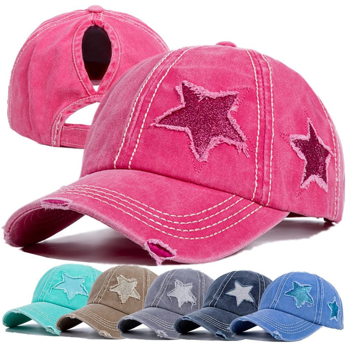 Wholesale Pure Cotton Perforated Pentagram Baseball Cap JDC-FH-RuiJ003