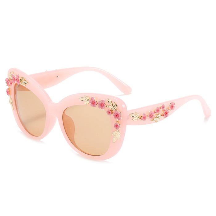 Wholesale Cat-Eye Floral Gradient Sunglasses
