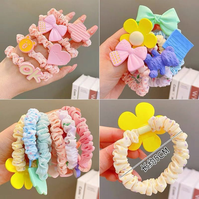 Wholesale 5pcs/pack Children's Hair Bands for Girls with High Elasticity and No Hair Damage Cute Baby Hair Bands Girls' Cartoon Hair Bands JDC-HS-Wangl004