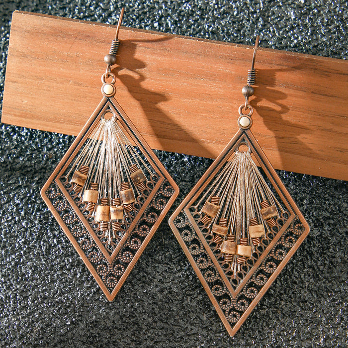 Wholesale Retro Bohemian Turquoise Tassel Earrings Zinc Alloy Fashion Accessory MOQ≥2